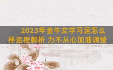 2023年金牛女学习运怎么样运程解析 力不从心加油调整